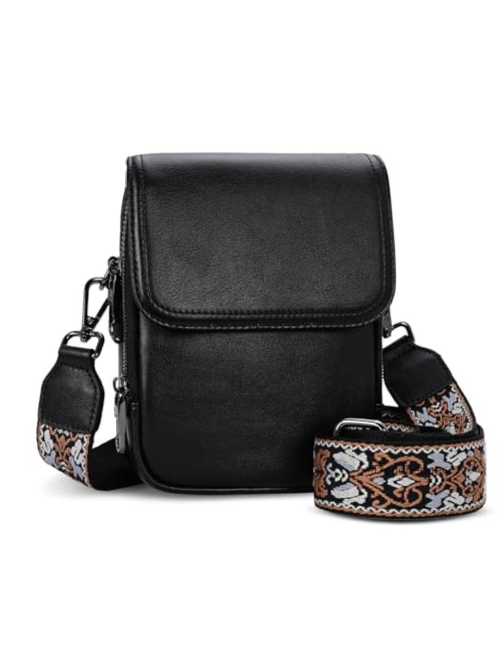 HESHE Small Leather Crossbody Bag for Women RFID Phone Purse with Card Slot